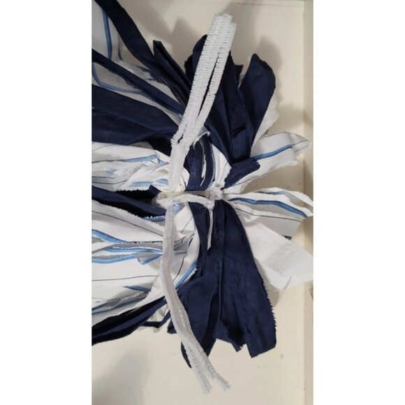 Beach Rag Bow, Starfish Rag Bow, Summer Coastal White/Blue Stripe Wreath Rag Bow - Picture 10 of 12